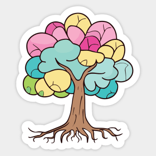 Tree of life with roots and colorful leaves 03 Sticker